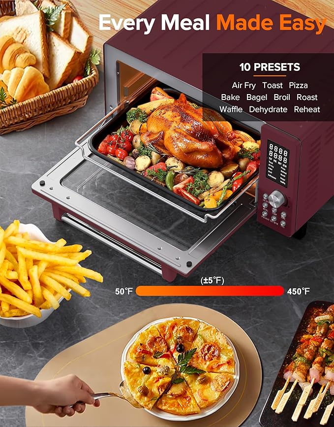 Nuwave Bravo Pro Smart Air Fryer Toaster Oven Combo, 12-in-1 Functions with Quicker & Even Crisp Technology, 1800W, 50-450°F, PFAS-Free, 21QT, Cinnamon-Ruum Studio Home