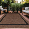 Bordered Outdoor Rug 10x14 Washable Outside Carpet for Indoor Patio Porch Waterproof Easy Cleaning Non Shedding Area Rugs Nut Brown - Black 10 x 14-Ruum Studio Home