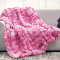Cozy Bliss Faux Fur Throw Blanket for Couch, Fuzzy Soft Plush Thick Bubble Blanket for Sofa Bedroom Living Room, 50 * 60 Inches Tie Dye Pink-Ruum Studio Home