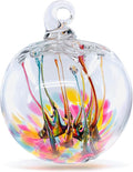 Luke Adams Glass | 3" Mini Glass Tree of Life | Handmade Ornament | Hanging Garden Gazing Ball | Indoor Outdoor Home Décor | (Pink Amber Teal)-Ruum Studio Home