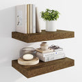 Marsmiles 16" Floating Shelves for Wall, Wooden Shelves with Invisible Brackets Set of 2, Rustic Farmhouse Wall Mounted Shelf for Kitchen Bathroom Living Room Study, Rustic Brown-Ruum Studio Home