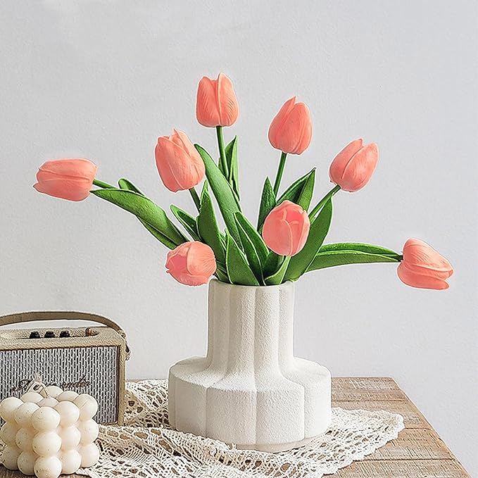 20pcs Pink Artificial Tulip Fake Flower 12.9 Inch Spring Mother's Day Easter Gift for Home Kitchen Wedding Decoration-Ruum Studio Home