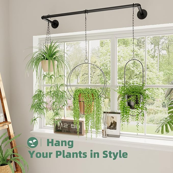 Plant Hanger Indoor Hanging Planters for Indoor Plants Hanging Plant Holder Black Metal Rod(Pot/Chain/Plant not Included-Ruum Studio Home