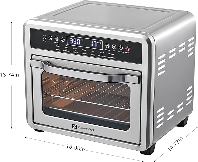Air Fryer Oven, Digital, 26 Quart 10-in-1 Countertop Toaster Oven & Air Fryer Combo - Grill, Rotisserie, Dehydrator, Pizza Oven, & More, Stainless Steel-Ruum Studio Home