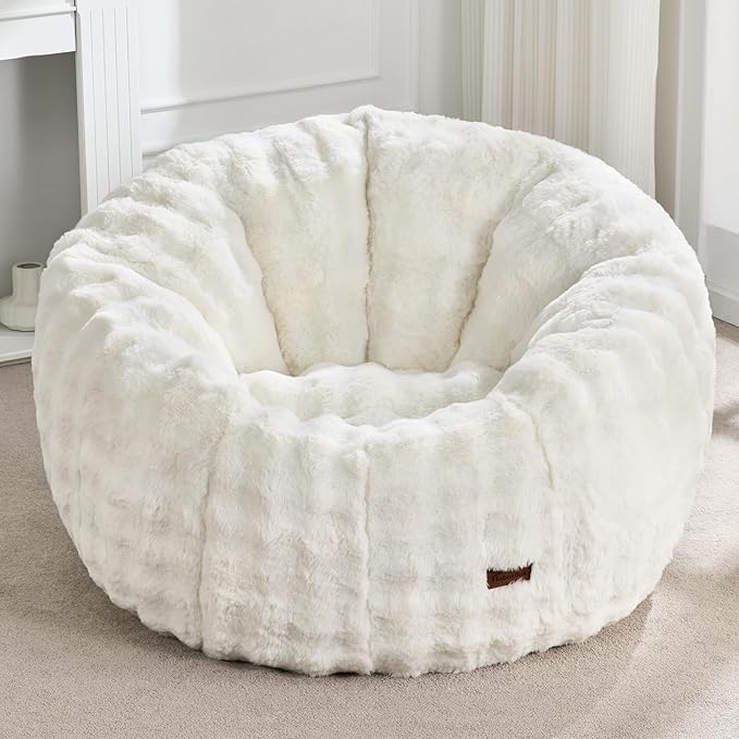 Hobestluk Bean Bag Chair Oversized Bean Bag Chair for Adults Donut-Shaped Large Bean Bag with Spacious Design for Living Room Bedroom or Reading Nook (Bubble White)-Ruum Studio Home