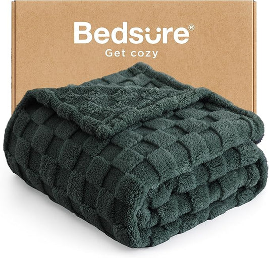 Bedsure GentleSoft Twin Blanket for Bed Dark Green - Super Soft Cozy Blankets for Women Men Girls, Cute Fuzzy Fleece Throws for Bedroom Couch, 60x80 Inches-Ruum Studio Home