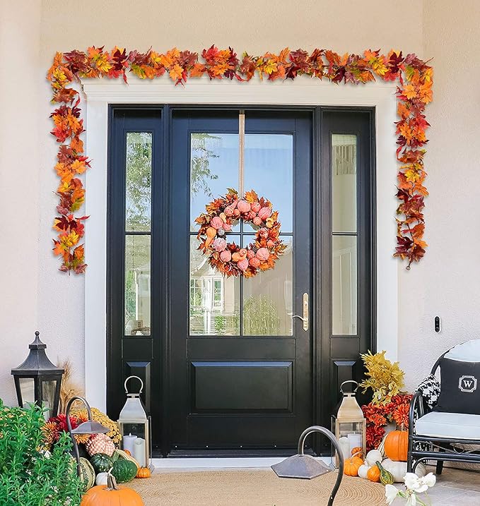 Lvydec 2 Pack Fall Garland Decoration - 5.8ft/Strand Artificial Maple Garland Colorful Leaves Autumn Decor for Home Wedding Party Thankgiving (Mixed Color)-Ruum Studio Home