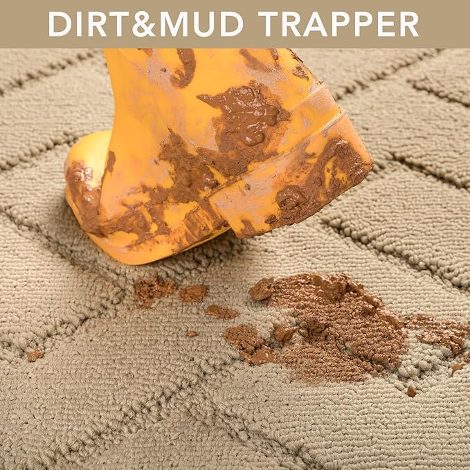 hicorfe Front Door Mat Outside Entrance,20"x31.5" Absorbent Muddy Dirt Resist Welcome Door Mats Outdoor Indoor,Stain and Fade Resistant,Non Slip Backing Entry Mat Doormat for Entryway(Beige)-Ruum Studio Home