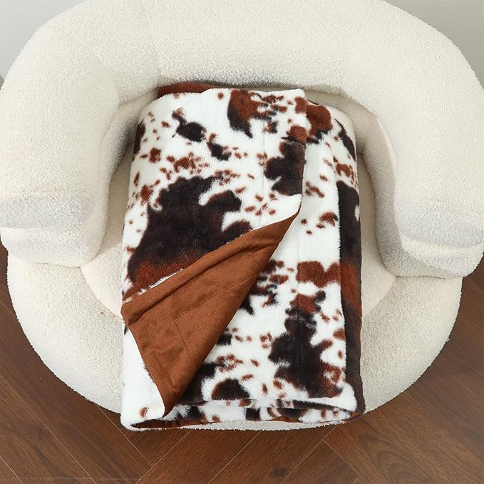 RYNGHIPY Lightweight Soft Cow Print Throw Blanket - Warm Coffee Throw for Baby Kids Girls Boys Adults (51''x63'')-Ruum Studio Home