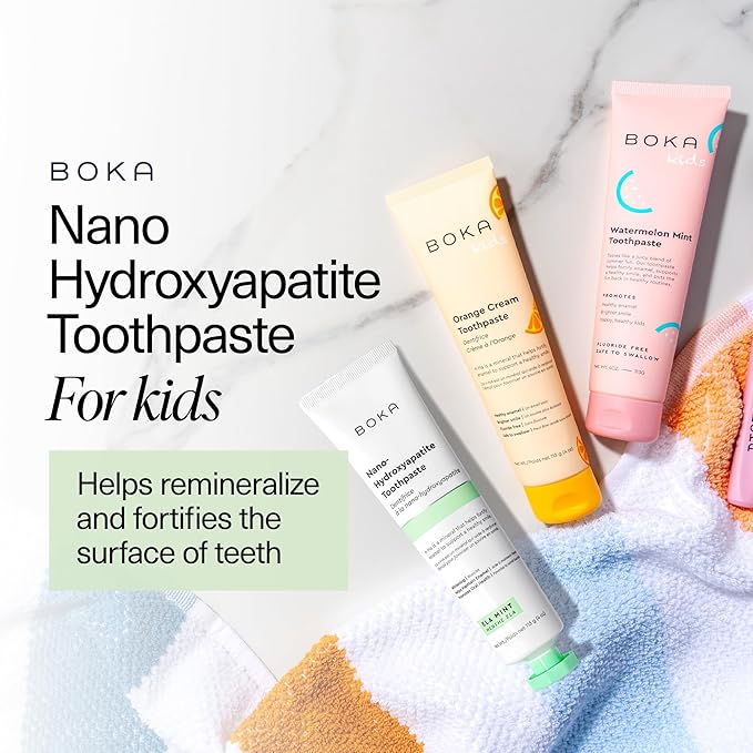 Boka Fluoride Free Toothpaste Nano Hydroxyapatite Toothpaste - Ela Mint, Orange Cream, Watermelon Mint Flavor, 4 oz 3Pk US Manufactured-Ruum Studio Home