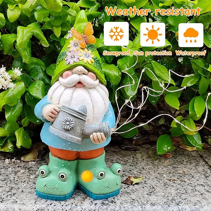 Solar Watering Can Gnome Light Waterproof - Funny Gnome Mother' s Day Gifts for Mom Women Solar Outdoor LED Lights Resin Large Garden Gnomes Statues Decor Lantern Figurines Decorations Indoor Porch-Ruum Studio Home