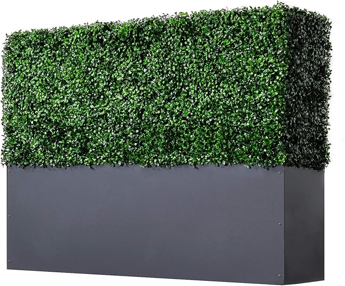 AGPL Upgraded Artificial Boxwood Hedge Wall with Gray Color Planter Box (33.5" Height 48" Width 12" Deep) …-Ruum Studio Home