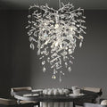 Silver Crystal Tree Branches Chandelier,21 Inchs 6 Lights Modern Round K9 Crystal Chandeliers for Dining Room, Bedroom, Living Room, Foyer,Kitchen Island,Bathroom-Ruum Studio Home