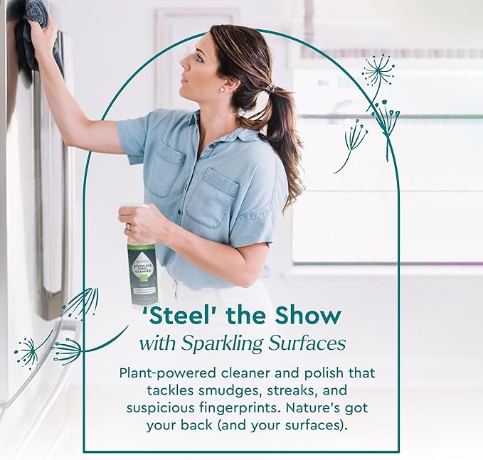 Puracy Stainless Steel Cleaner, Natural Stainless Steel Sink Cleaner, Stainless Steel Cleaner for Appliances, Sink Cleaner and Polish Kitchen Cleaner, Stainless Steel Refrigerator Spray (Lavender)-Ruum Studio Home