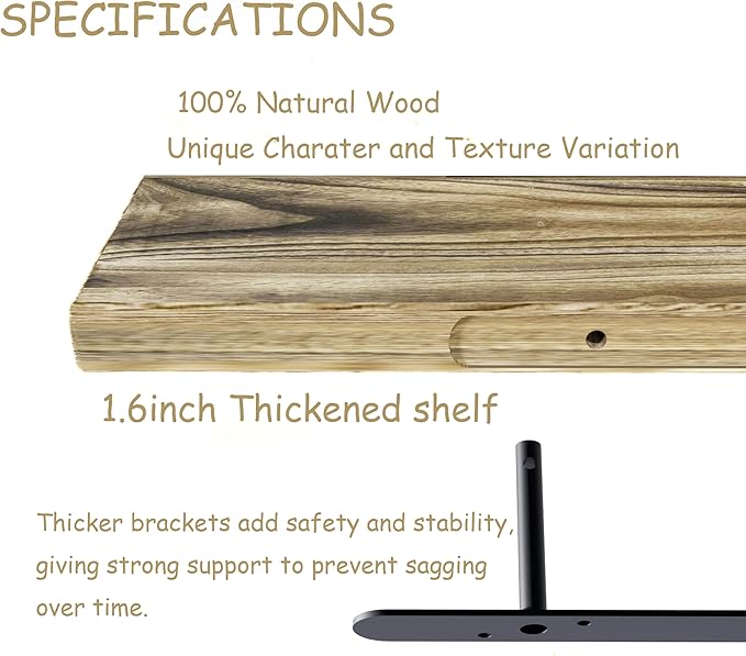 48 Inch Floating Shelves, 8 Inch Deep Floating Shelves for Wall, Hanging Shelf with Invisible Brackets, Wall Mounted Display Shelves for Bathroom, Bedroom, Living Room,3 Tier-Ruum Studio Home