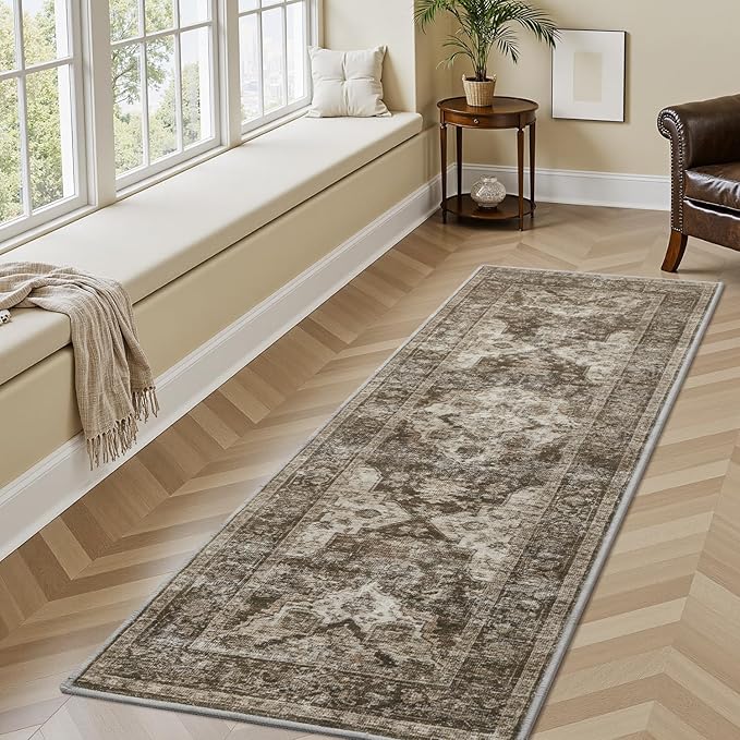 AMOAMI-2X3 Small Rug-Washable Rugs Entryway Mat Indoor-Soft Vintage Non Slip Rugs for Kitchen Laundry Room Bathroom Brown/Coffee Decorative Accent Rug for in Front of Sink 24 Inch x36 Inch-Ruum Studio Home