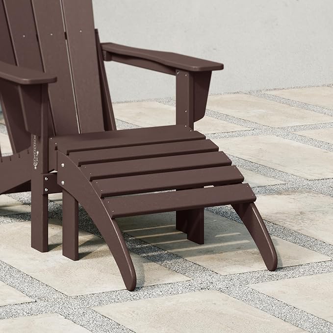 WestinTrends Outdoor Ottoman, Patio Adirondack Ottoman Foot Rest, All Weather Poly Lumber Folding Foot Stool for Adirondack Chair, Widely Used for Outside Porch Pool Lawn Backyard, Dark Brown-Ruum Studio Home