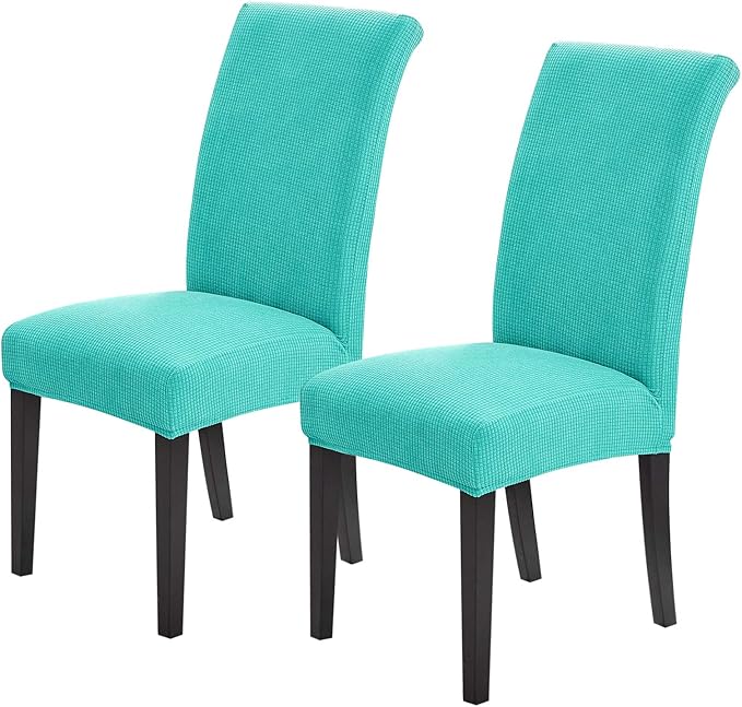 Joccun Chair Covers for Dining Room Set of 2, Dining Chair Slipcovers Stretch Dining Room Chair Covers Seat Protector,Washable Parsons Chair Cover for Home,Hotel(Turquoise,2 Pack)-Ruum Studio Home