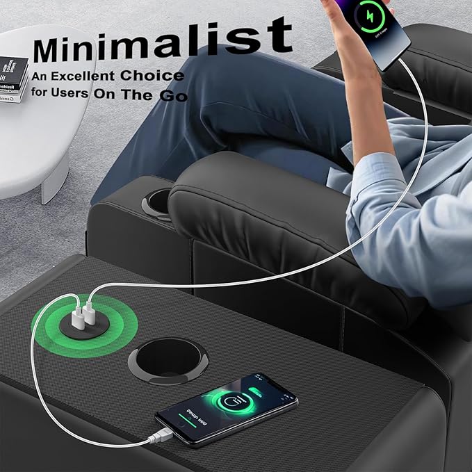 Recliner Chairs with Recliner Side Table End Table for Adults, Massage Rocker, USB Ports, 360 Degree Swivel Single Sofa Seat Living Room-Ruum Studio Home