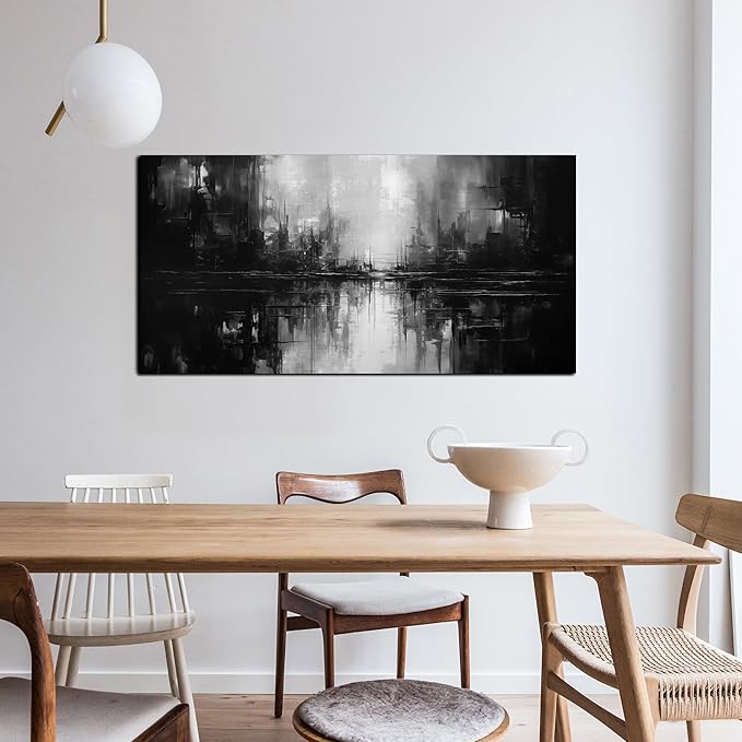 Abstract Wall Pictures for Living Room,Black Art Paintings for Wall Office Wall Art Bedroom Wall Decor 20 x 40 Inch-Ruum Studio Home