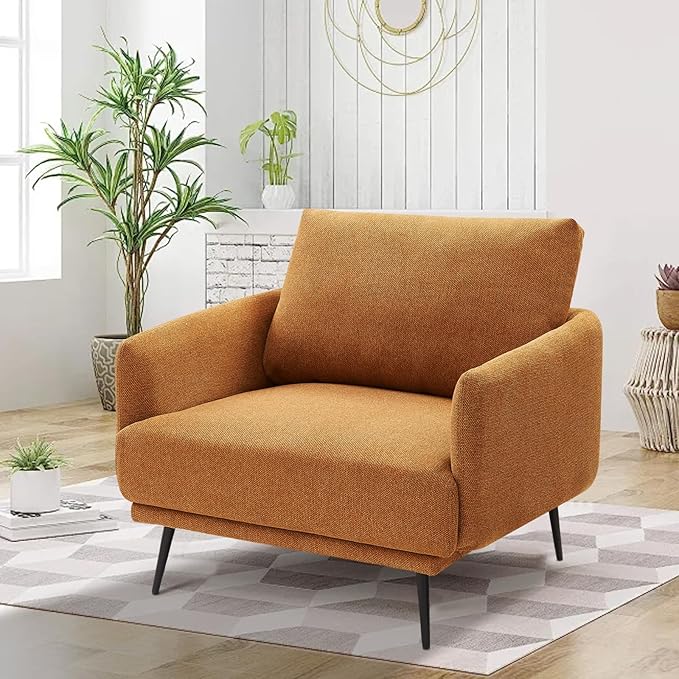 Oversized Accent Chair for Living Room Chairs Reading Arm Chair Comfy Modern Single Sofa Side Chairs with Metal Legs & Soft Cushion for Bedroom, Balcony,Waiting Room(Polyester, Caramel)-Ruum Studio Home