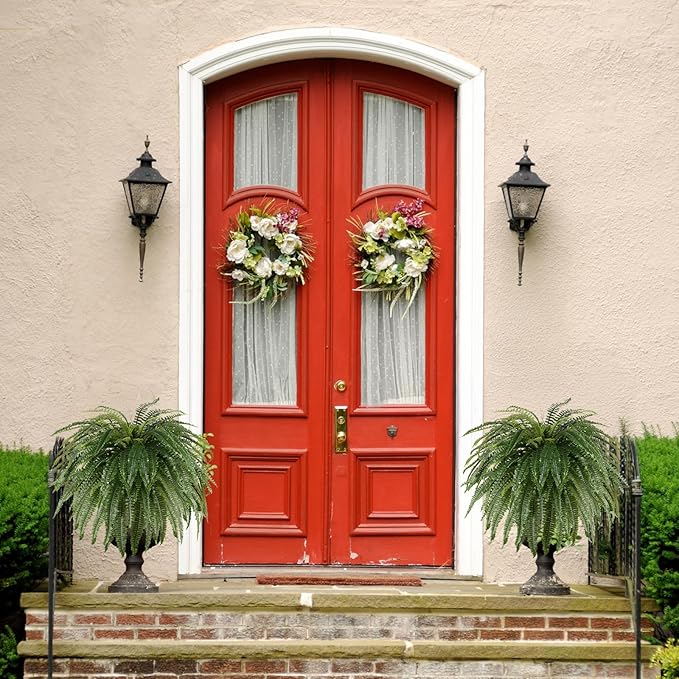 Single Silky 50" Artificial Fern Plant, Large Fake Fern with 100Fronds, Realistic Faux Boston Fern Bush for Outdoors & Indoor, Silk Greenery for Planter, Garden, Office, Home Décor-Ruum Studio Home