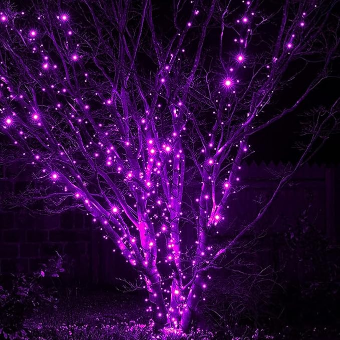 DAZZLE BRIGHT Halloween 300 LED String Lights, 100FT Connectable String Lights with 8 Lighting Modes, Halloween Decorations for Party Carnival Supplies, Indoor Outdoor Yard Garden Decor (Purple)-Ruum Studio Home