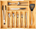 Umilife Large Expandable Kitchen Silverware Utensils Drawer Organizer, 2.5" Extra High Adjustable Drawer Divider with Curved Grooves, Bamboo Wood Cutlery Tray Flatware Holder-Ruum Studio Home