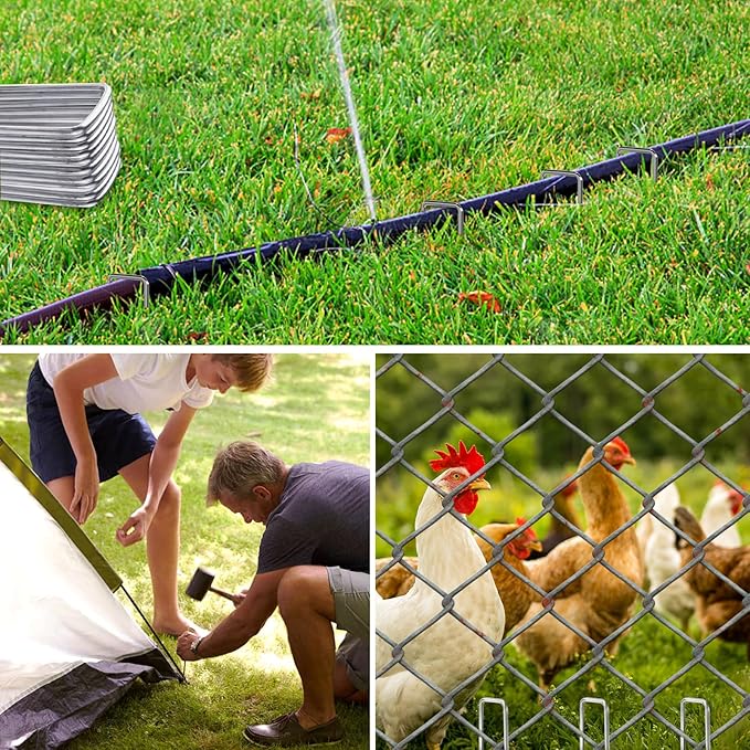 8 Inch Landscape Staples, More Thicker Heavy Duty 8 Gauge Galvanized Landscape Stakes, 125 Packs Garden Staples for Lawns, Weed Barriers, and Landscape Fabrics, Irrigation Hose, Tent Pegs-Ruum Studio Home