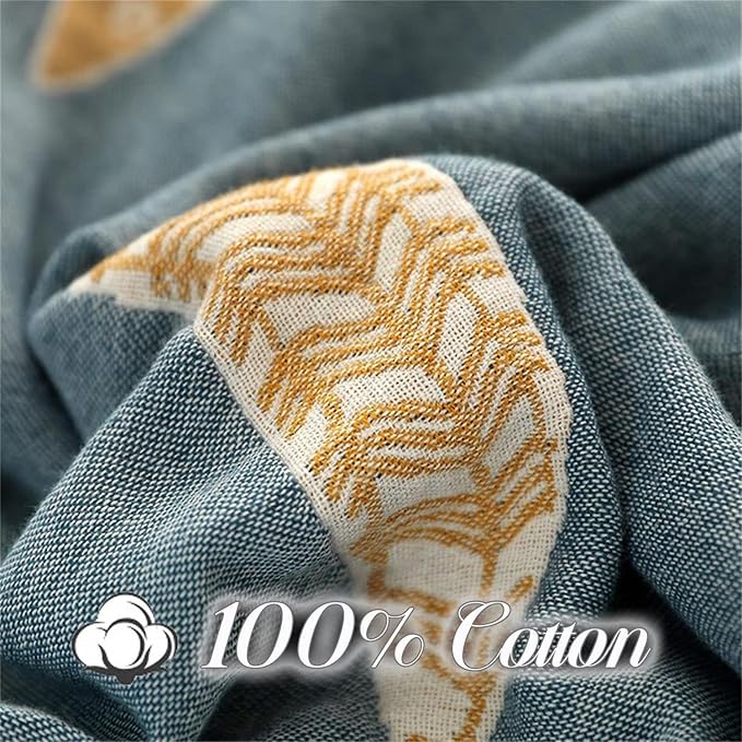 MSGKV Boho Throw Blanket 100% Cotton Woven Throw Blanket for Couch Sofa Bed Double Sided Knit Warm Blanket Cover Sheet Reversible Wearable Summer Blankets, 60''Wx 80''L-Ruum Studio Home
