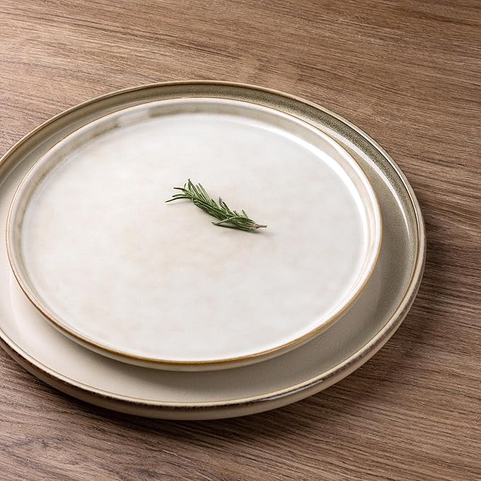 GBHOME Ceramic Dinnerware Sets for 8, 24 Pieces Stoneware Plates and Bowls Sets, Scratch Resistant Dishes, Dishwasher & Microwave Safe, Reactive Glaze-Cappuccino-Ruum Studio Home