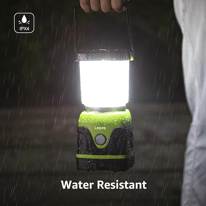Lepro 1500LM Battery Powered LED Camping Lantern, Waterproof Tent Light with 4 Light Modes, Camping Essentials, Portable Lantern Flashlight for Camping, Emergency Light, Power Outage, Not Rechargeable-Ruum Studio Home