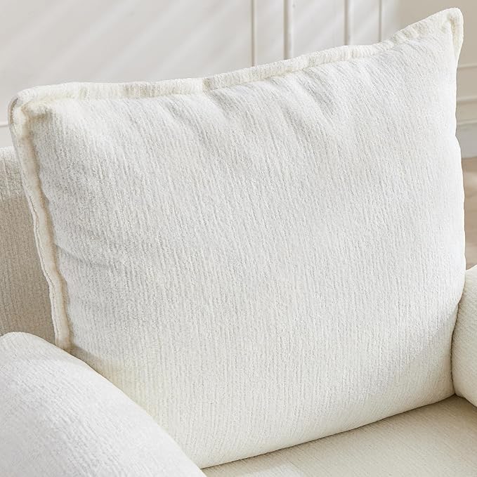 YISHENG Accent Chair with 6-Angle Adjustable Backrest, Chenille Fabric Living Room Chair Upholstered Lounge Chair, Modern Chair Cozy Reclining Chair for Reading Room, 1PC White-Ruum Studio Home