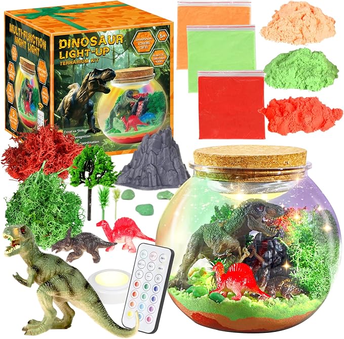 Dinosaur Activities Toys-Dinosaur Terrarium Craft Kits for Boys-Birthday Gifts for Kids Age 4 5 6 7 8 Years Old-Ruum Studio Home