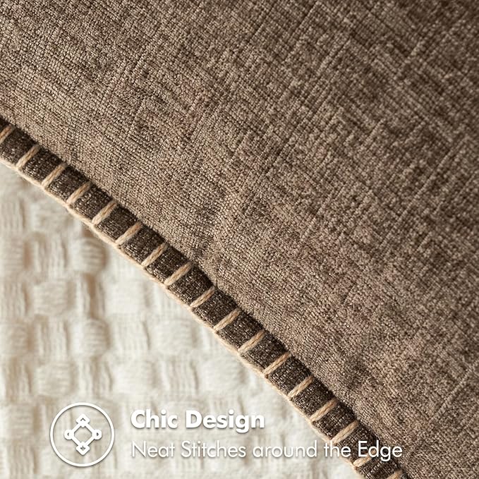 MIULEE Pack of 2 Couch Throw Pillow Covers 20x20 Inch Brown Farmhouse Decorative Pillow Covers with Stitched Edge Soft Chenille Solid Dyed Spring Pillow Covers for Sofa Bed Living Room-Ruum Studio Home