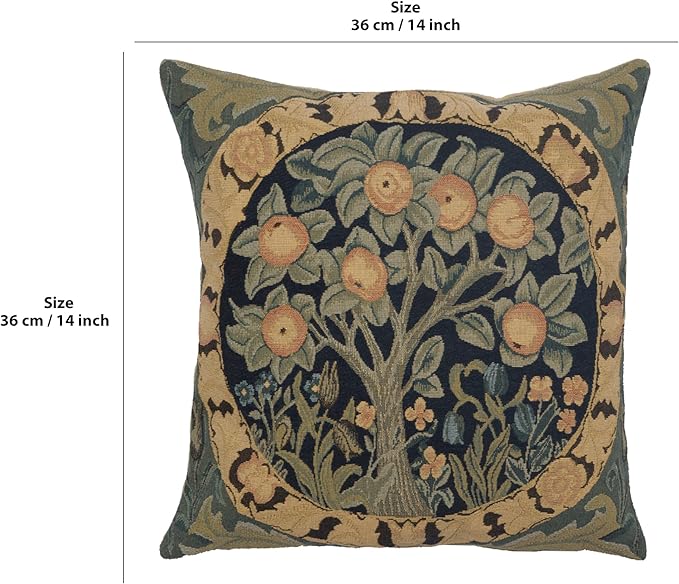 Charlotte Home Furnishings Throw Pillow Covers, Decorative Boho Pillow Covers for Couch, Living Room, Orange Tree Square Cushion Cases 14x14 in, European Cotton Jacquard Woven for Cozy Bedroom Decor-Ruum Studio Home