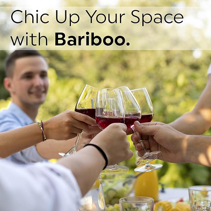 Bariboo Wine Glass Storage Case – Hang 8-12 Glasses on Your 18.7 x 9 x 1.7 In., Dust-Free Wine Glass Holder – Under-Shelf & Under-Cabinet Wine Glass Holder Rack with Assembly Manual & Video-Ruum Studio Home
