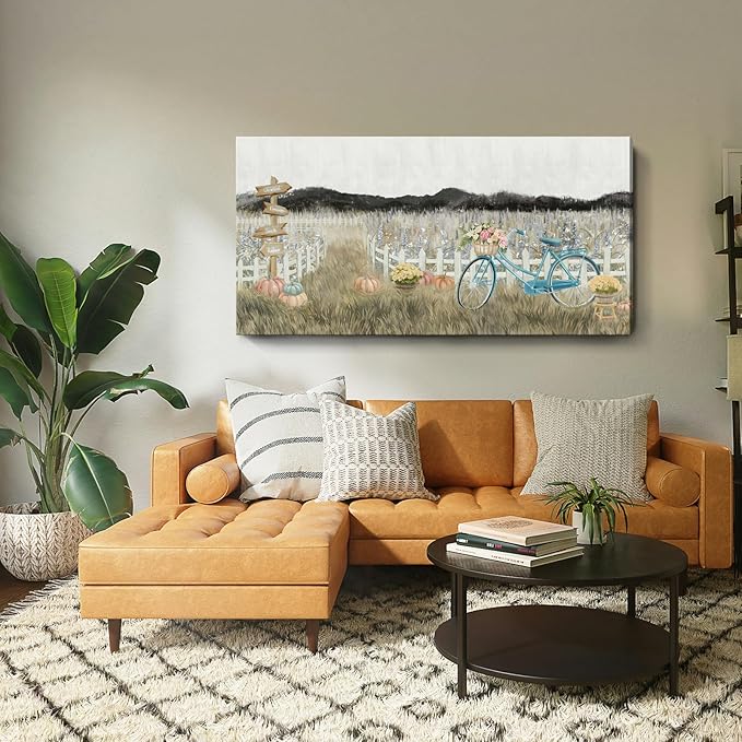 Oversized Wall Art for Living Room, Extra Large Wall Decor, Modern Vintage Farmhouse Boho Landscape Artwork Neutral Rustic Countryside Nature Floral Canvas Wall Picture for Office Bedroom Dining room-Ruum Studio Home