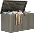 YITAHOME 200 Gallon Extra Large Deck Box, Double-Wall Resin Outdoor Storage Box with Flexible Divider for Patio Cushions Pool Supplies Garden Tools, 990 lbs Load Capacity, Lockable (Light Brown)-Ruum Studio Home