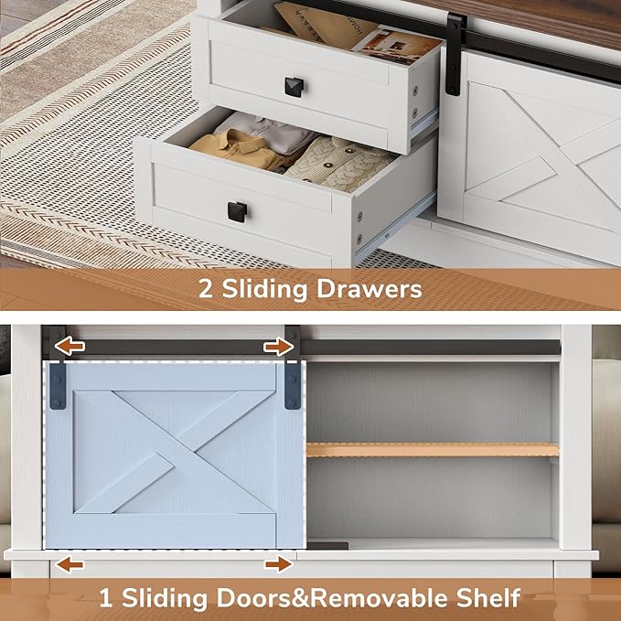 31.5" Lift Top Coffee Table with Storage, Farmhouse Coffee Tables for Living Room, Square Coffee Table with Large Hidden Storage Compartment, 2 Drawers & Removable Shelves, White-Ruum Studio Home