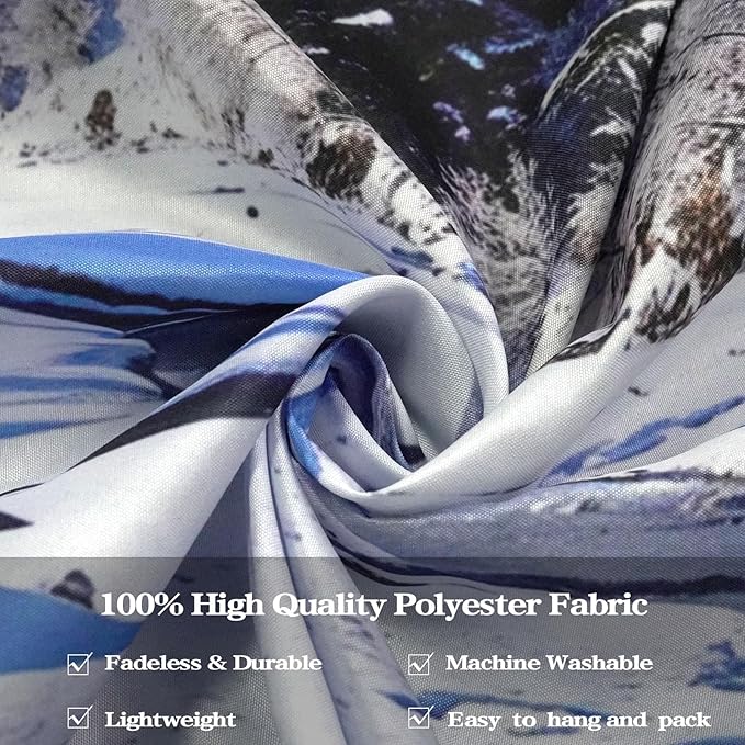 AMM Winter Forest Snow Mountain Tapestry Snowy Pine Tree Woodland Tapestry for Bedroom Aesthetic White Clouds Flowing River Landscape Tapestries Wall Hanging for Living Room Dorm Office 80 x 60 Inch-Ruum Studio Home