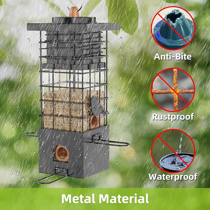 KRUOO Metal Squirrel Proof Bird Feeder for Outdoors Hanging,Wild Bird Feeders for Outside, 2.5 lb Capacity-Ruum Studio Home