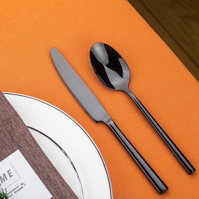 Alata Potter Black 20-Piece Forged Silverware Set with Utensil-Serving Set, Service for 4, Stainless Steel Flatware Set, Modern Design with Mirror Finish, Ideal for Home, Kitchen, Party, Camping-Ruum Studio Home