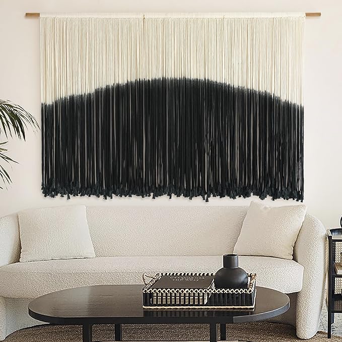 Flber Tie-Dye Macrame Wall Hanging Large Bohemian Yarn Tapestry Macrame Home Décor, 57''W*35''L-Ruum Studio Home