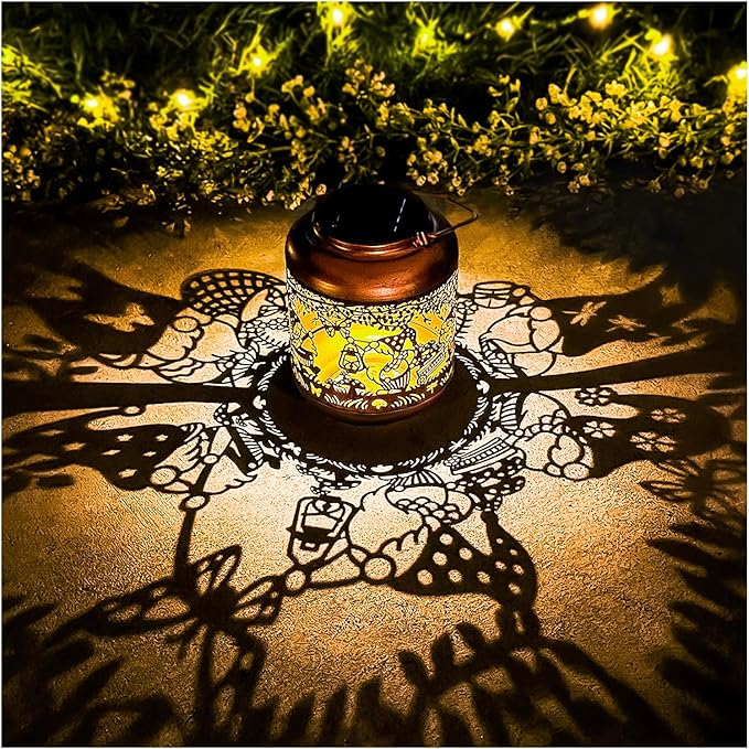 Gnomes Solar Lanterns Outdoor Waterproof,Hanging Solar Lights Gnome Gifts for Women Metal LED Decorative Light for Yard,Patio,Lawn,Tabletop,Pathway,Landscape,Garden Gnomes Decor-Ruum Studio Home