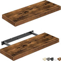 QEEIG Floating Shelves for Wall Bathroom Shelf Bedroom Kitchen Living Room Farmhouse Small Book Shelf 16 inch Set of 2, Brown (015-BN2)-Ruum Studio Home