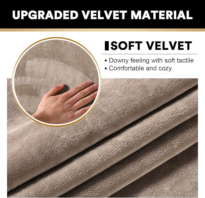 PrinceDeco Sectional Couch Covers 3 Pieces Velvet Sofa Covers L Shape Soft Couch Covers for Sectional Sofa Corner Sofa Cover Couch Cover for Dogs Washable (2 Seater + 1 Chaise,Taupe)-Ruum Studio Home