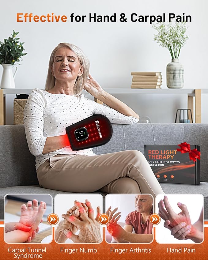 Cordless Red & Infrared Light Therapy for Hand Pain Relief with 660nm Red 850nm Infrared Light, Infrared Light Therapy Glove for Hands Fingers Wrist Joint Stiffness Treatment-Ruum Studio Home