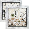 Boho Square Wall Mirrors Set of 2-12" x12'Decorative Mirrors for Wall Decor, BrownHandcrafted Mirror Panels Perfect for LivingRoom Bedroom Entryway Hallway (Grey)-Ruum Studio Home