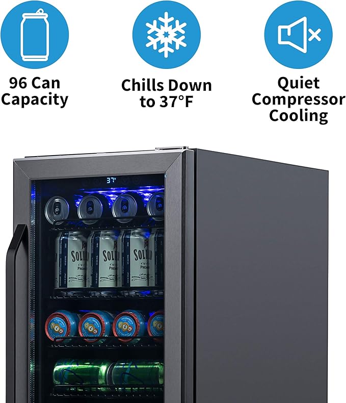 Newair 24" Wine and Beverage Refrigerator 20 Bottle and 70 Can Capacity, Built-in or Freestanding Cooler, Dual Zone Fridge in Stainless Steel with Splitshelf-Ruum Studio Home